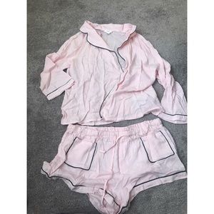 Forever 21 Pink and Black Pajama Set Size L